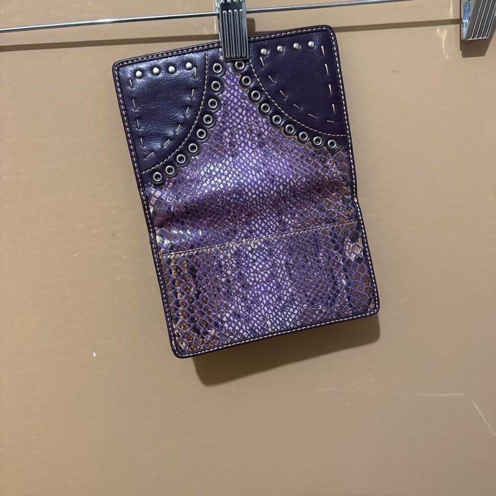 Purple snakeskin print leather wallet